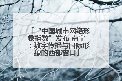 “中国城市网络形象指数”发布 南宁：数字传播与国际形象的西部窗口