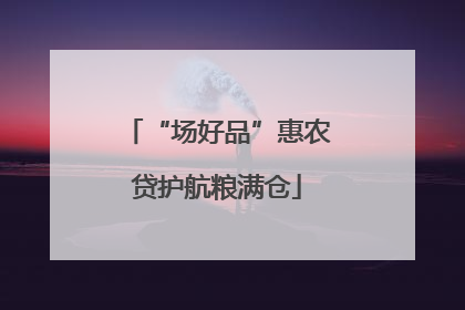 “场好品”惠农贷护航粮满仓