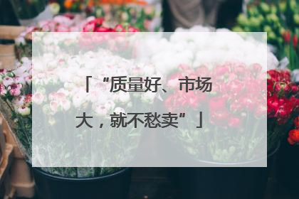 “质量好、市场大，就不愁卖”