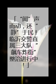 “闻”声而动，还“静”于民！临沂交警直属三大队“飙车炸街”整治进行中！