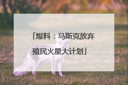 爆料：马斯克放弃殖民火星大计划