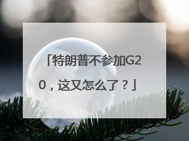 特朗普不参加G20，这又怎么了？
