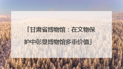 甘肃省博物馆：在文物保护中彰显博物馆多重价值