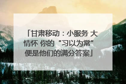 甘肃移动：小服务 大情怀 你的“习以为常”便是他们的满分答案