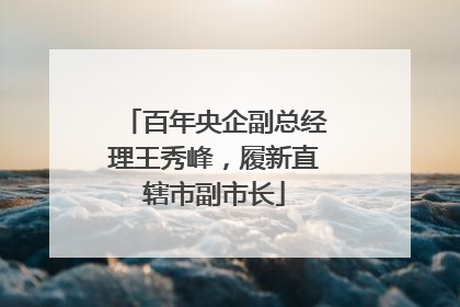百年央企副总经理王秀峰，履新直辖市副市长