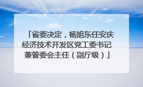 省委决定，杨旭东任安庆经济技术开发区党工委书记兼管委会主任（副厅级）
