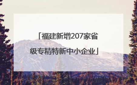 福建新增207家省级专精特新中小企业