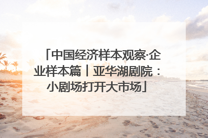 中国经济样本观察·企业样本篇︱亚华湖剧院：小剧场打开大市场