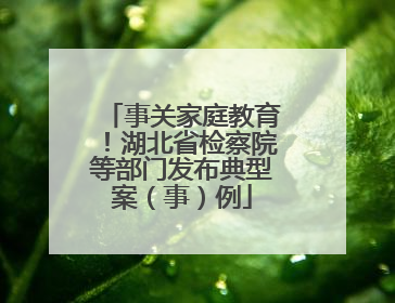 事关家庭教育！湖北省检察院等部门发布典型案（事）例