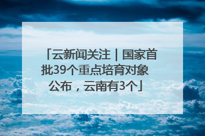 云新闻关注｜国家首批39个重点培育对象公布，云南有3个