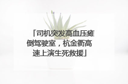 司机突发高血压瘫倒驾驶室，杭金衢高速上演生死救援