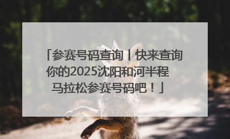 参赛号码查询丨快来查询你的2025沈阳和河半程马拉松参赛号码吧！