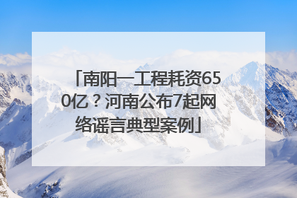 南阳一工程耗资650亿？河南公布7起网络谣言典型案例