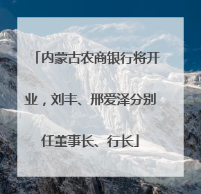 内蒙古农商银行将开业，刘丰、邢爱泽分别任董事长、行长