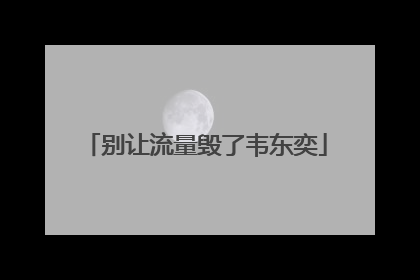 别让流量毁了韦东奕