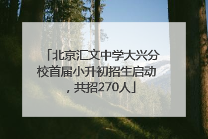 北京汇文中学大兴分校首届小升初招生启动，共招270人