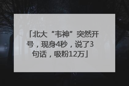 北大“韦神”突然开号，现身4秒，说了3句话，吸粉12万