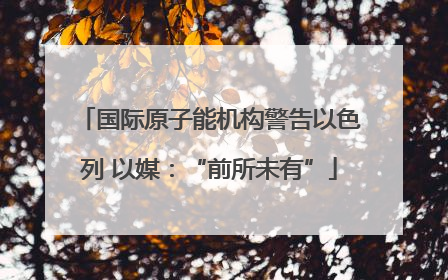 国际原子能机构警告以色列 以媒：“前所未有”