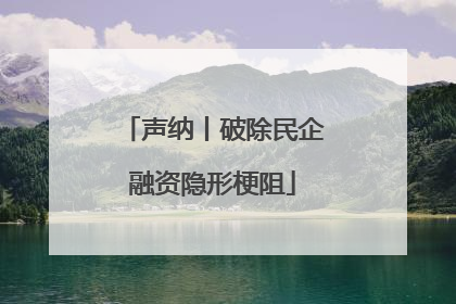 声纳丨破除民企融资隐形梗阻