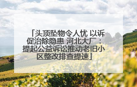 头顶坠物令人忧 以诉促治除隐患 河北大厂：提起公益诉讼推动老旧小区整改排查提速