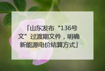 山东发布“136号文”过渡期文件，明确新能源电价结算方式