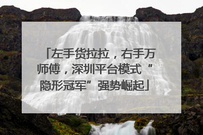 左手货拉拉，右手万师傅，深圳平台模式“隐形冠军”强势崛起