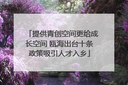 提供青创空间更给成长空间 瓯海出台十条政策吸引人才入乡