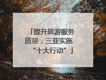 提升旅游服务质量，三亚实施“十大行动”