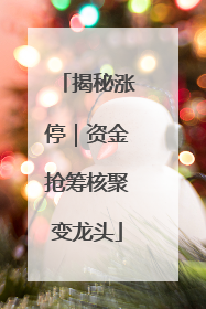 揭秘涨停｜资金抢筹核聚变龙头