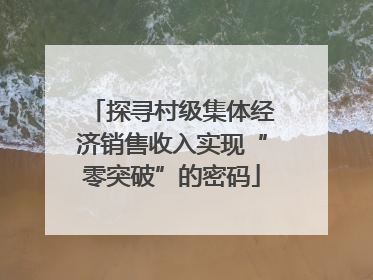 探寻村级集体经济销售收入实现“零突破”的密码