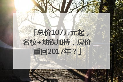 总价107万元起，名校+地铁加持，房价重回2017年？