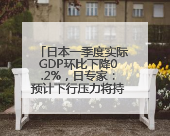 日本一季度实际GDP环比下降0.2%，日专家：预计下行压力将持续存在