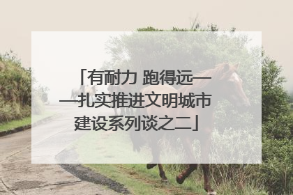 有耐力 跑得远——扎实推进文明城市建设系列谈之二
