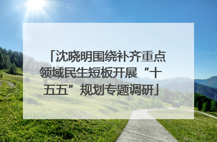 沈晓明围绕补齐重点领域民生短板开展“十五五”规划专题调研