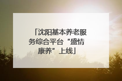 沈阳基本养老服务综合平台“盛情康养”上线