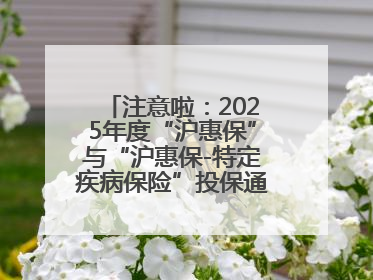 注意啦：2025年度“沪惠保”与“沪惠保-特定疾病保险”投保通道即将关闭！