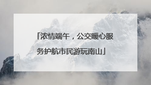 浓情端午，公交暖心服务护航市民游玩南山