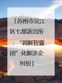 苏州市吴江区七都派出所：“调解智囊团”化解涉企纠纷