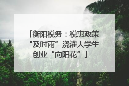 衡阳税务：税惠政策“及时雨”浇灌大学生创业“向阳花”