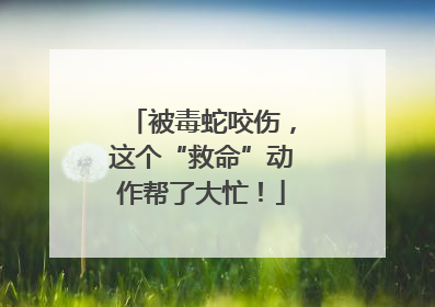 被毒蛇咬伤，这个“救命”动作帮了大忙！