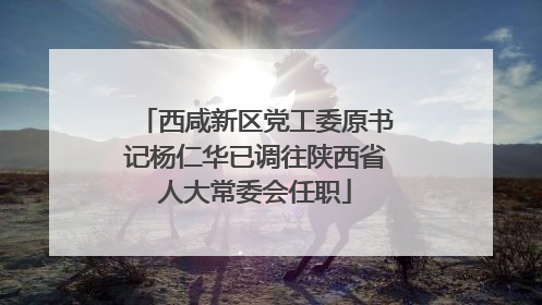西咸新区党工委原书记杨仁华已调往陕西省人大常委会任职