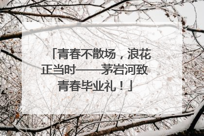 青春不散场，浪花正当时——茅岩河致青春毕业礼！