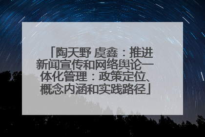 陶天野 虞鑫：推进新闻宣传和网络舆论一体化管理：政策定位、概念内涵和实践路径