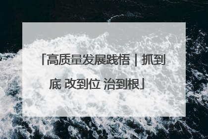 高质量发展践悟｜抓到底 改到位 治到根