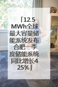 12.5MWh全球最大容量储能系统发布 合肥一季度储能系统同比增长425%