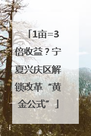 1亩=3倍收益？宁夏兴庆区解锁改革“黄金公式”