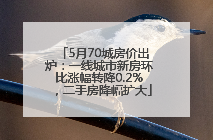 5月70城房价出炉：一线城市新房环比涨幅转降0.2%，二手房降幅扩大